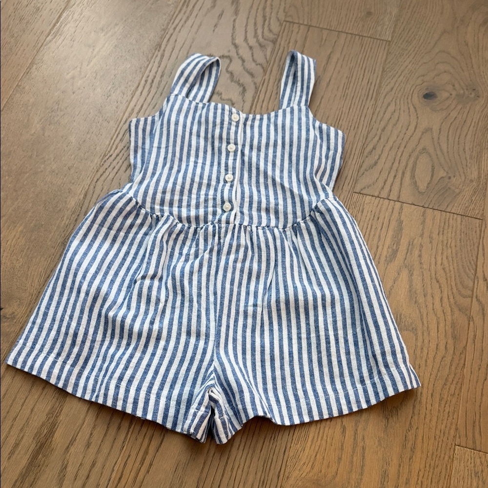 Old Navy Blue and White Striped Girls Romper